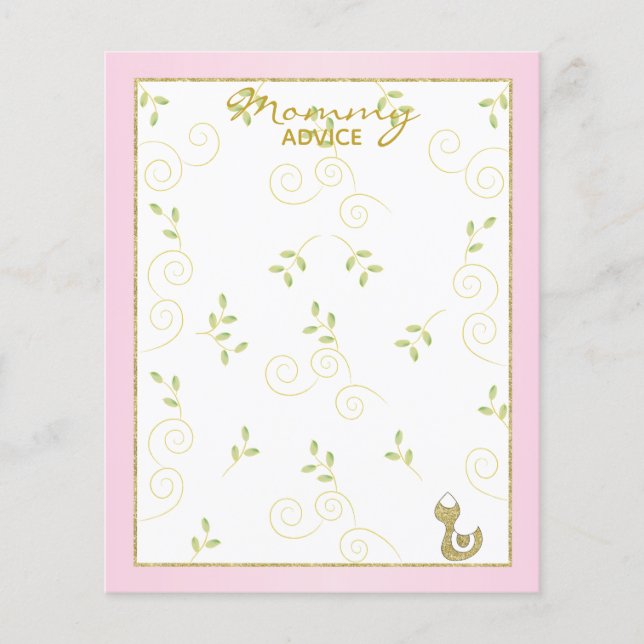 Baby Shower Advice Card "Gold Pink Birds" (Front)