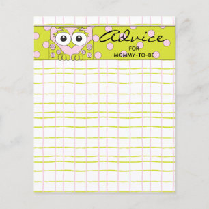 Baby Shower Advice Card "Pink Green Owl"