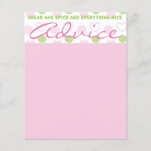 Baby Shower Advice Card "Sugar and Spice"