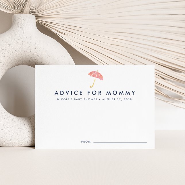 Baby Shower Advice Cards | Coral Umbrella (Creator Uploaded)