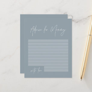 Baby shower advice for mommy modern dusty blue