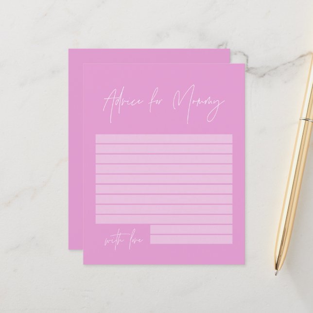 Baby shower advice for mommy modern girly bright  (Front/Back In Situ)