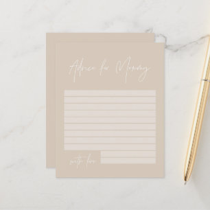 Baby shower advice for mommy modern natural beige