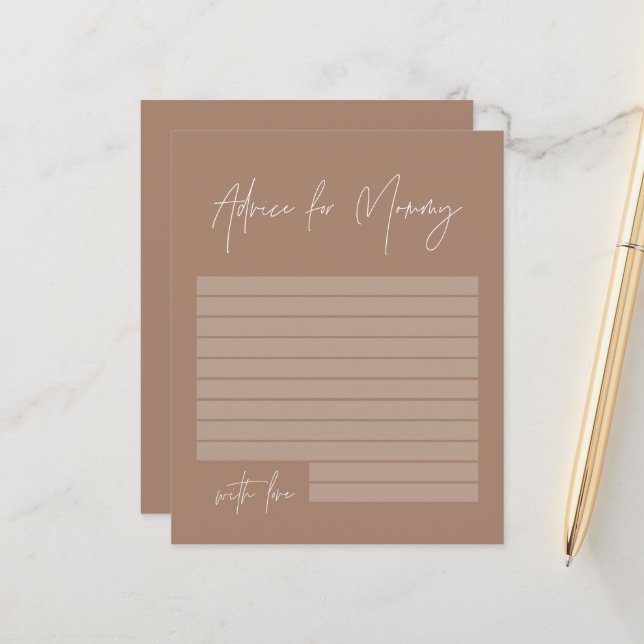 Baby shower advice for mommy modern natural brown (Front/Back In Situ)