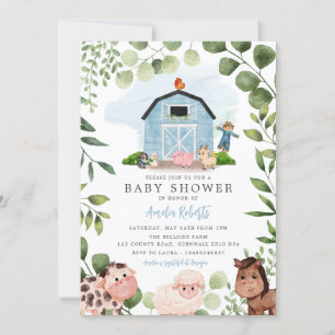 Baby shower agricole, Blue Barn Invitation