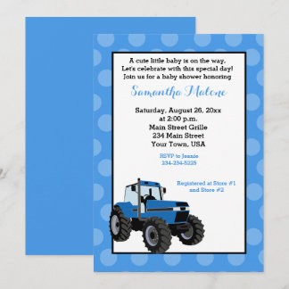 Baby shower agricole de tracteur bleu Invitation #