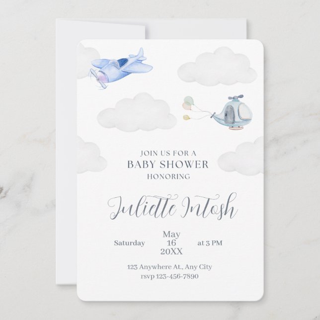 Baby Shower Airplane Invite (Front)