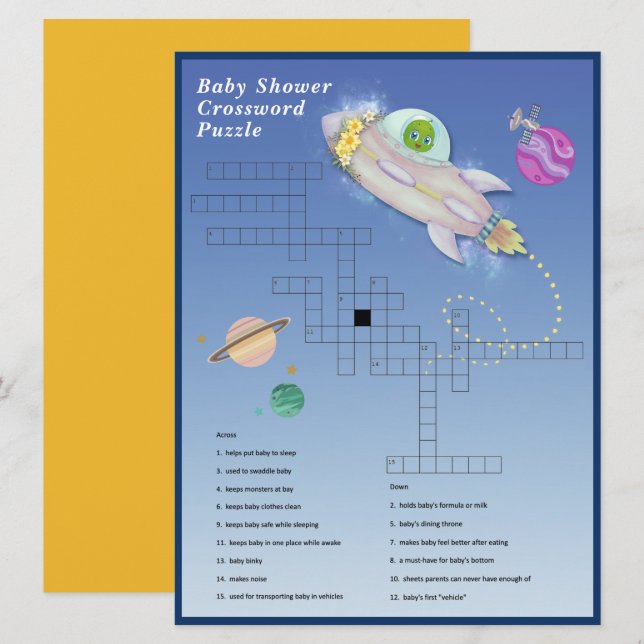 Baby shower Alien Mot-de-passe jeu carte (Devant / Derrière)