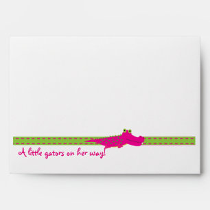 Baby shower ALligator FILLE ENVELOPPE