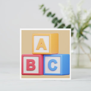 Baby Shower - Alphabet Blocks Luncheon Thank You Card