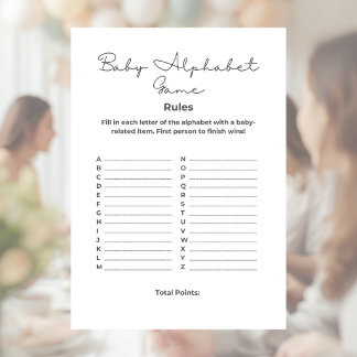Baby Shower Alphabet Game Letterhead