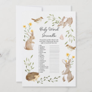 Baby shower animal de forêt Word Scramble Carte de
