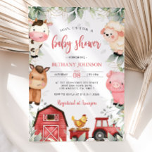 Baby shower Animaux de ferme Invitation