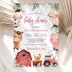 Baby shower Animaux de ferme Invitation