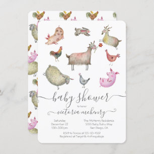 Baby shower Animaux de ferme Invitation