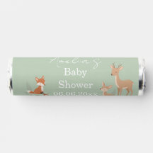 Baby Shower Animaux de la Forêt Vert Sauge
