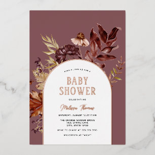 Baby shower Arc d'automne Foil Invitation