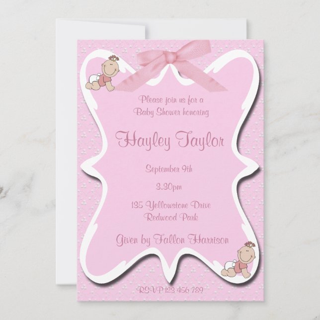 baby shower arc rose Invitation 2 (Devant)