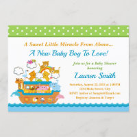 Baby shower Ark Boy Invitation de Noah 5x7 Card