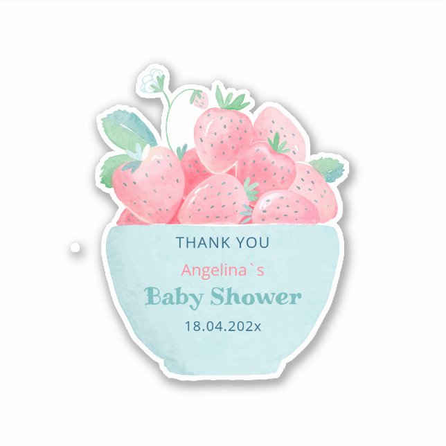 Baby shower autocollant avec fraise mignonne (Devant)
