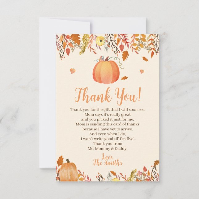 Baby shower Automne Merci Cartes (Devant)