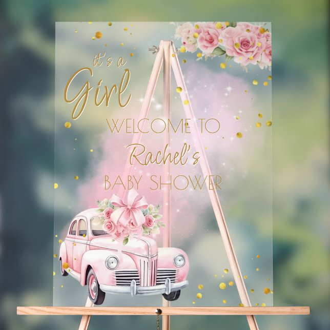 Baby shower automobile rose Floral Accueil (Créateur téléchargé)