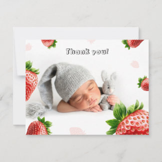Baby shower aux fraises - Carte de remerciements