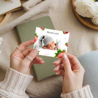 Baby shower aux fraises - Carte de remerciements