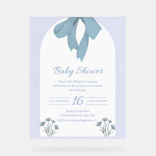 Baby shower Baby Blue Bow (Recto)