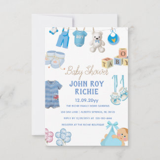 Baby Shower | Baby Boy Blue RSVP Card