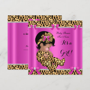 Baby Shower Baby Cute Girl Leopard Hot Pink Gold A Invitation