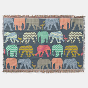baby shower baby elephants and flamingos throw blanket