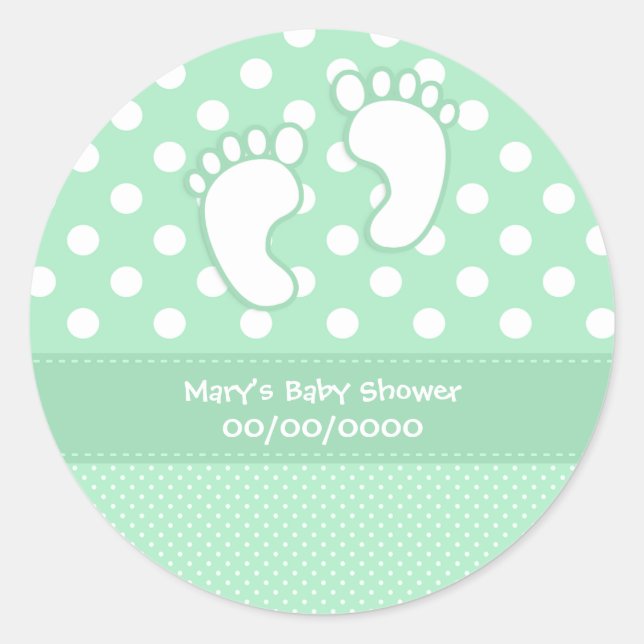 Baby Shower Baby Feet  Classic Round Sticker (Front)