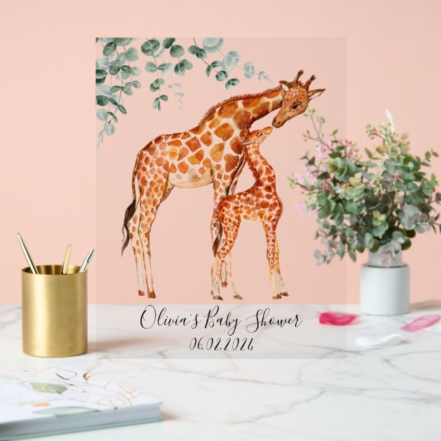 Baby shower baby giraffe acrylic sign (Wedding)