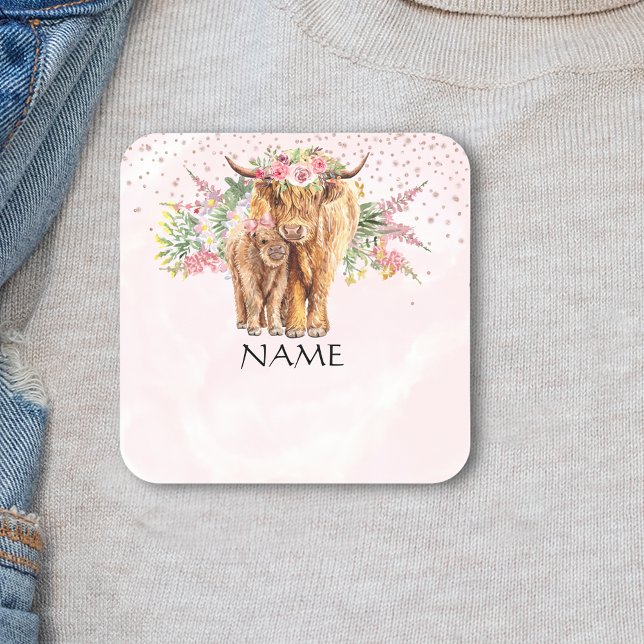  Baby shower Baby Highland Cow Name Tag (Creator Uploaded)