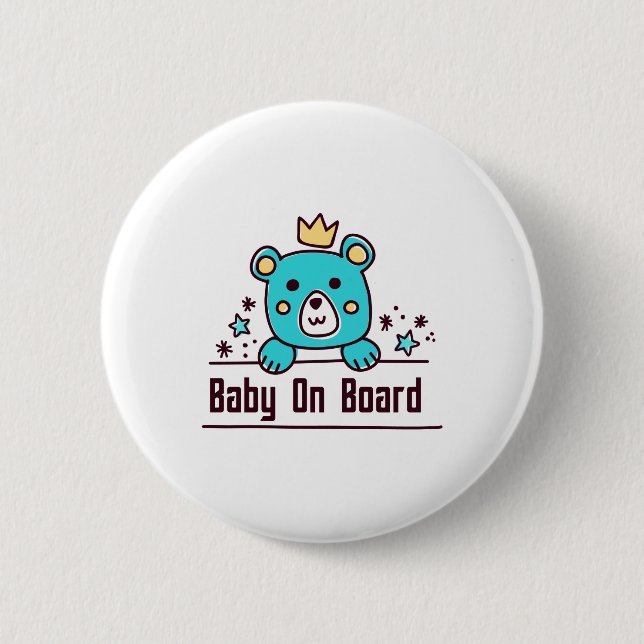 baby shower baby on board 2 inch round button (Front)