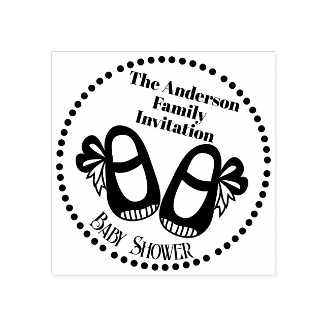 Baby Shower Baby Shoe Rubber Stamp (Imprint)