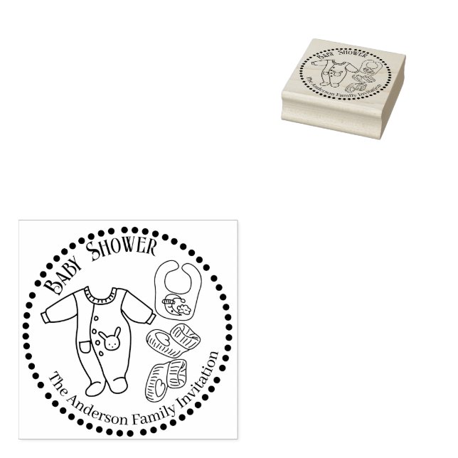 Baby Shower Baby Wear Rubber Stamp (Stamped)