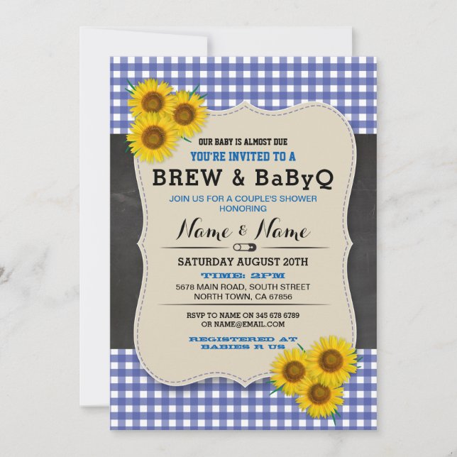 Baby shower BABYQ et brasserie Invitation de tourn (Devant)