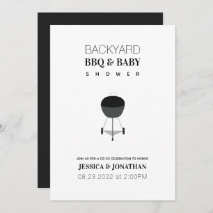 Baby Shower Backyard BBQ Co-Ed Couples Simple Invitation