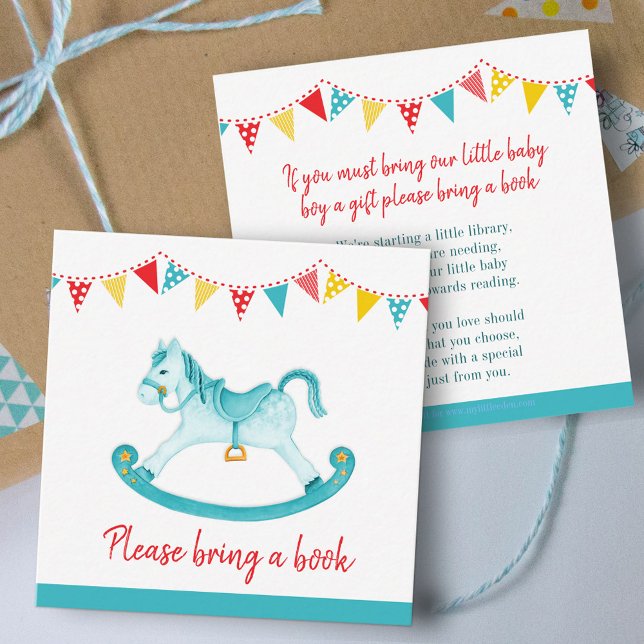 Baby shower balancier livre aqua carte de demande (Créateur téléchargé)
