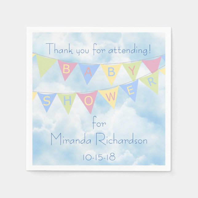 Baby Shower Banner Design Napkin (Front)