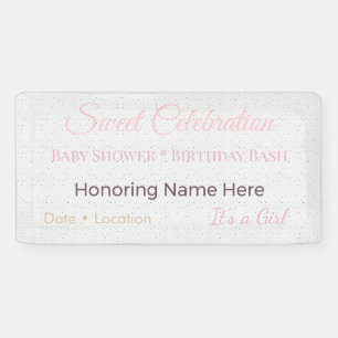 Baby Shower Banner Pink Party Birthday Pastel