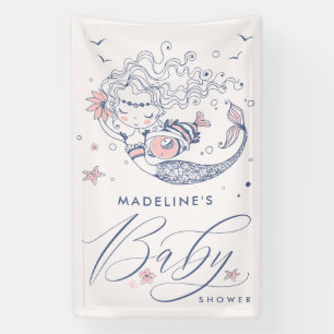 Baby shower   Bannière de sirène de fille rose