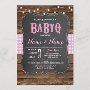 Baby shower barbecue BaByQ Invitation en bois de C