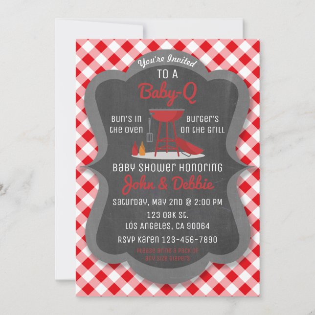 Baby Shower Barbecue Invitation - Baby-Q Party (Front)