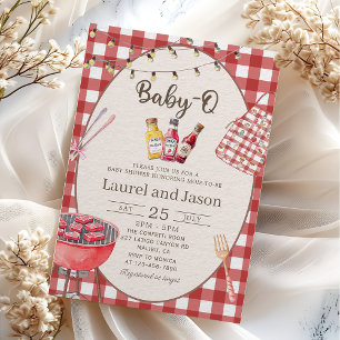 Baby shower Barbecue Rouge Baby-Q Invitation