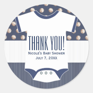 Baby Shower Baseball Themed Favour Classic Round Sticker