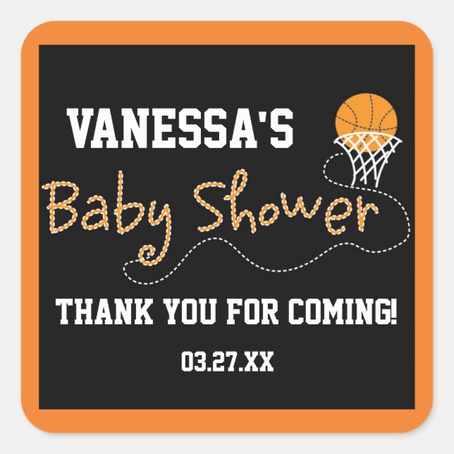 Baby shower BASKETBALL TYPOGRAPHIE Étiquette Stick (Devant)