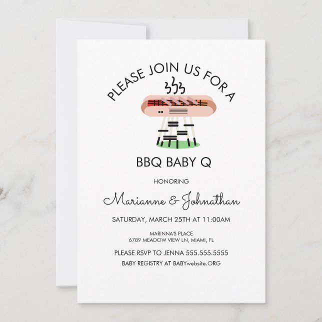 Baby shower BBQ Baby Q Grilling Hotdog Invitation (Devant)